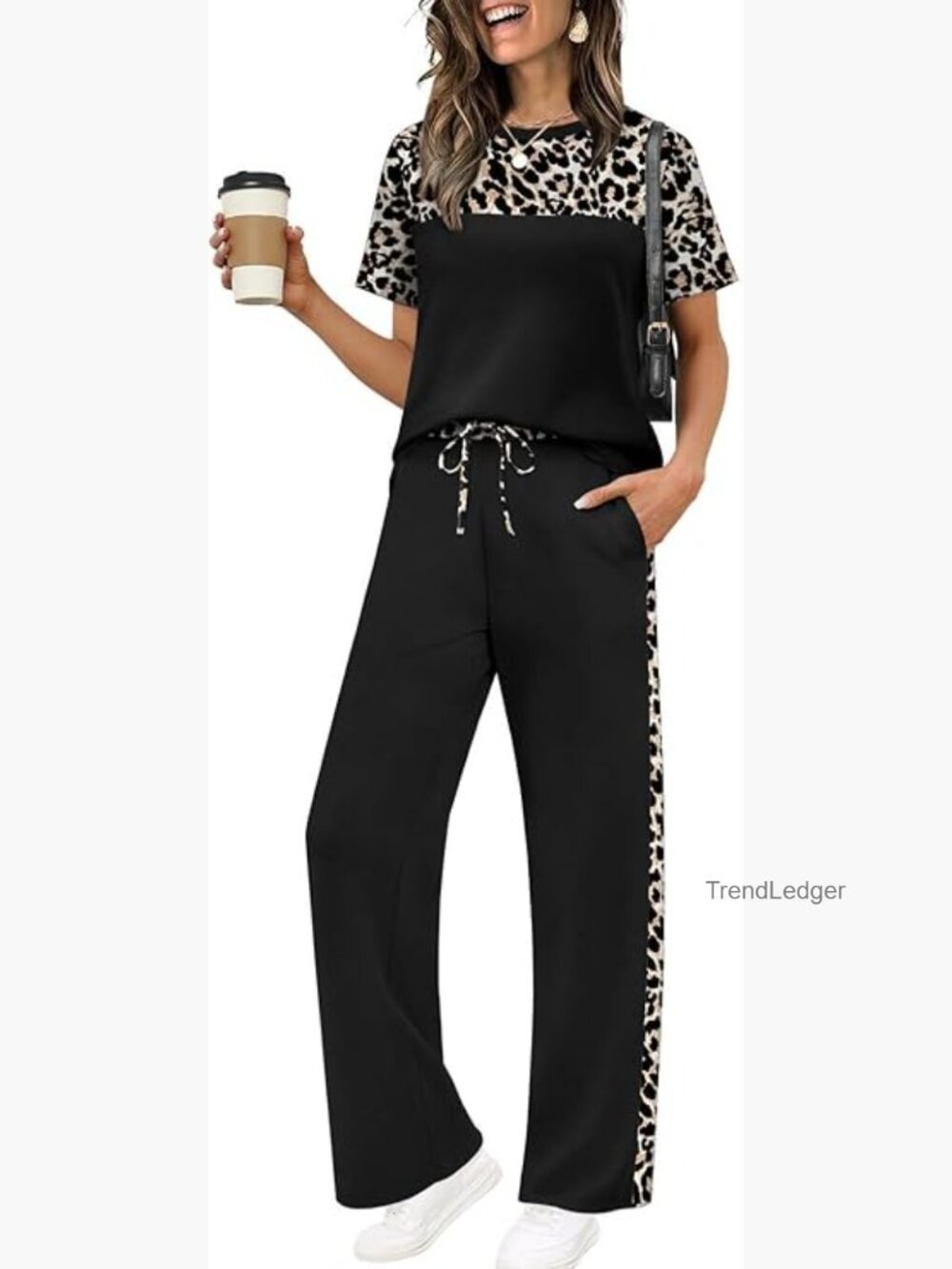 Two Piece Lounge Set Women Summer Matching Outfit Wide Leg Pants Set